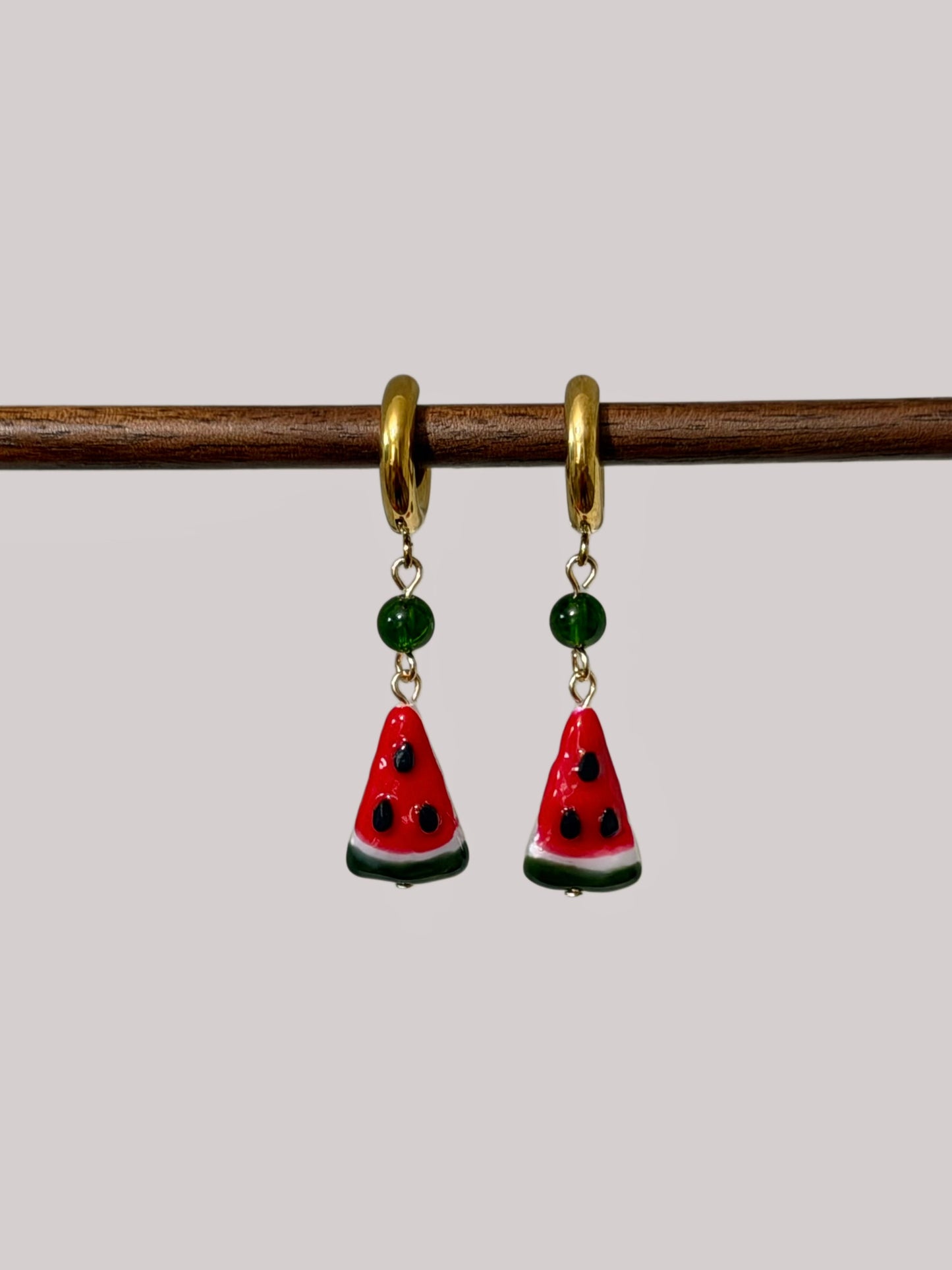 Baroque Pearl Watermelon Hoop Earrings Fruit Summer Jewelry