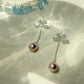 Sparkling Bow Pearl Drop Earrings Purple pink water drop Dangle Earrings | Romantic Wedding Jewelry Bridesmaid Gift Dainty Gift for Her