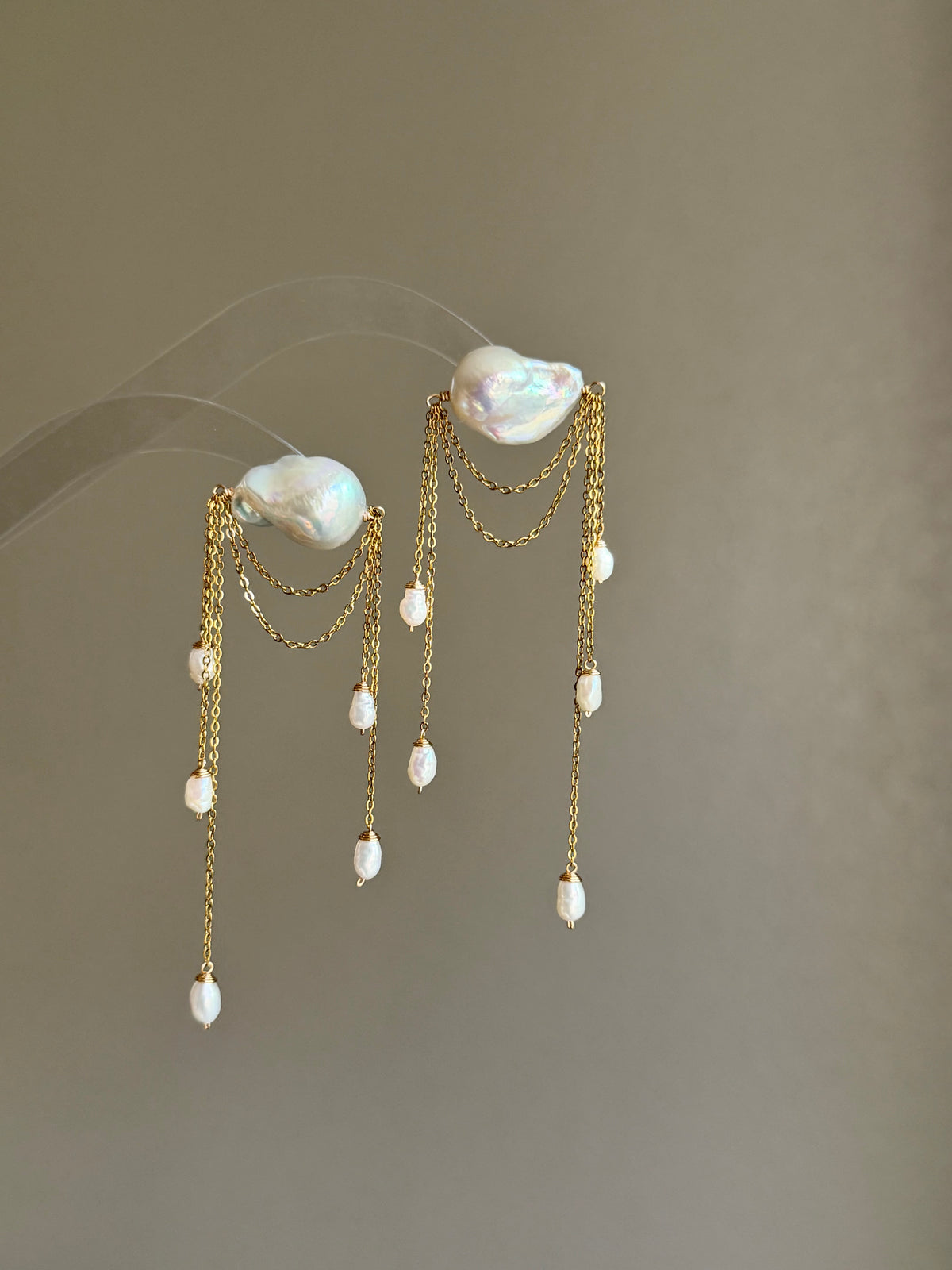 Ardelle Baroque Pearl Draped Chain Earrings
