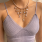 Lavender Baroque Pearl Necklace, Moon Star Heart Charm Tassel Jewelry-LUNARIA