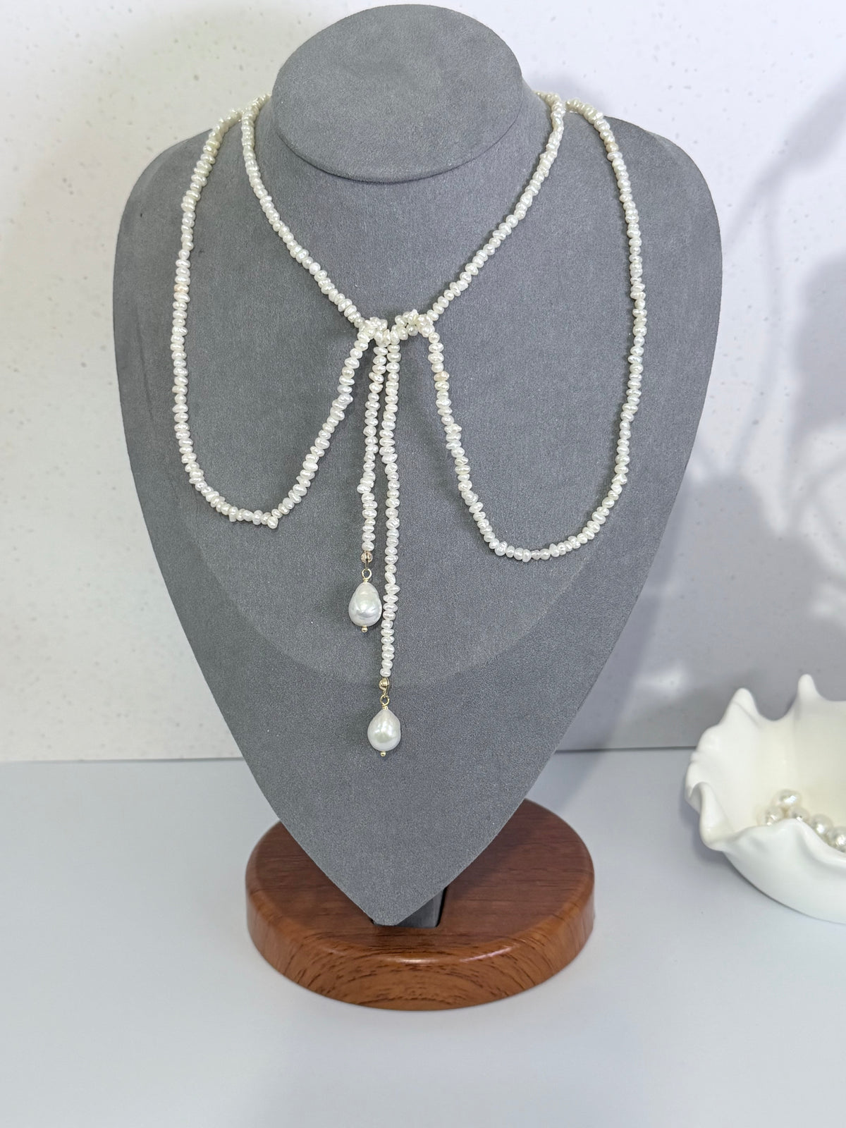 Baroque Pearl Lariat Backdrop Necklace – Versatile Multi-Way Styling