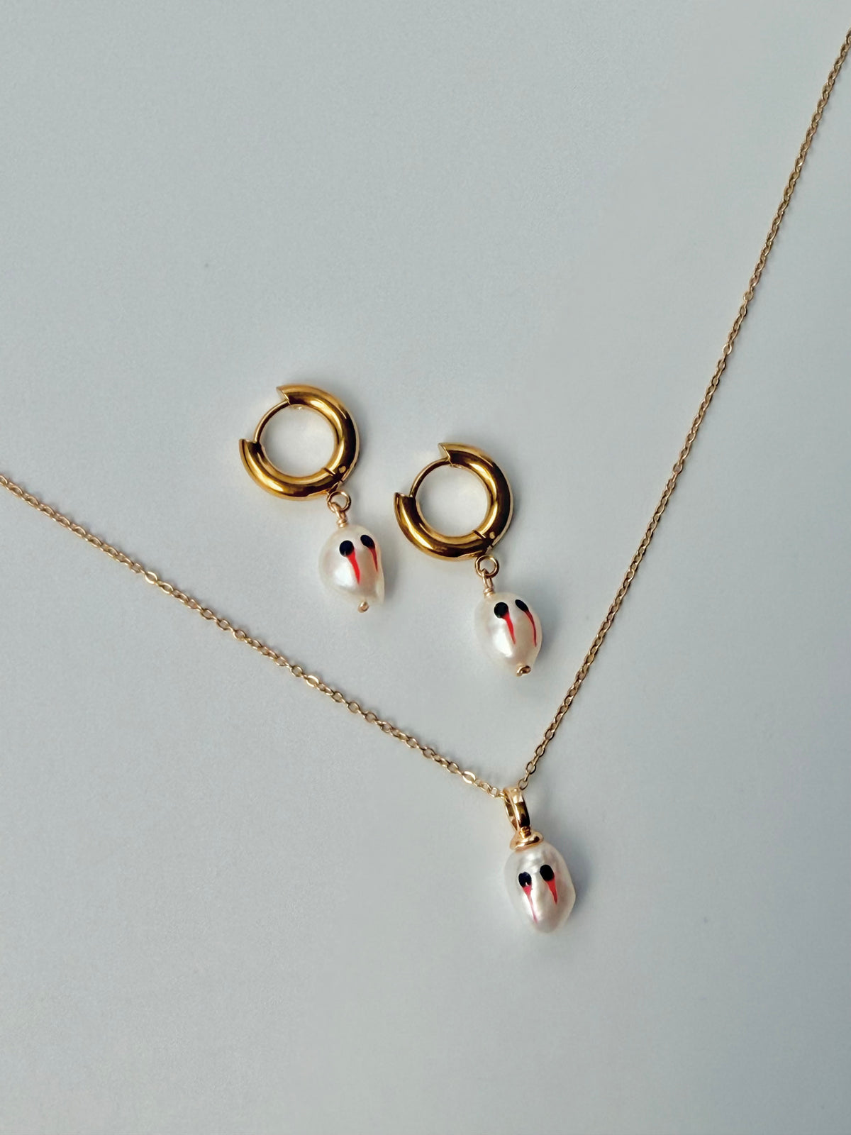 Halloween Jewelry Tiny Pearl Ghost Charm | Bleeding Eye Baroque Pearl