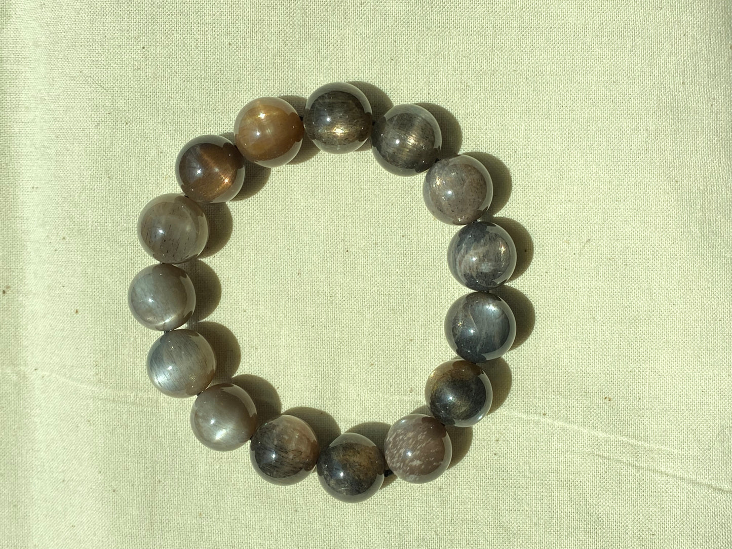 Natural Mystic Gleam Talisman Black sunstone smooth round handmade bracelet father's day gift for him gift for her Inner Guard stone