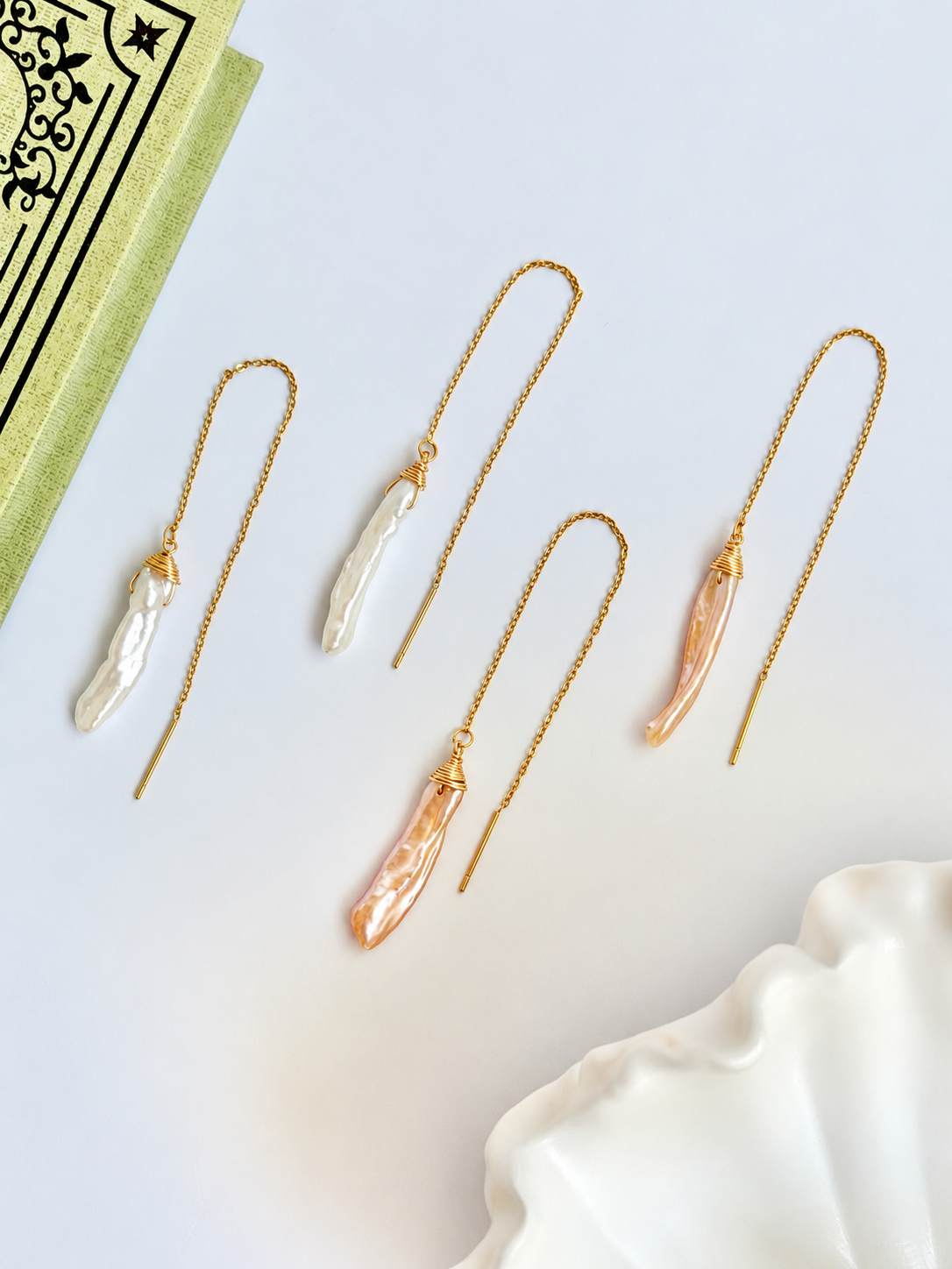 Raine Aurora | Biwa Pearl Threader Earrings