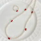 Cherry Pearl Necklace, Freshwater Pearl Choker, Handmade Fruit Jewelry, Dainty Pearl Ring, Summer Pearl Necklace, Cute Jewelry Gift for her