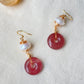 Handmade Vintage Strawberry Quartz Baroque Pearl Earrings 14K Gold Wire Wrapped Dangle Elegant Daily Earrings Bridesmaid Gift for her