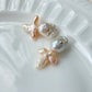 Eternal Ballet Blooms freshwater baroque pearl sterling silver stud earring-gift for her-preserved flowers