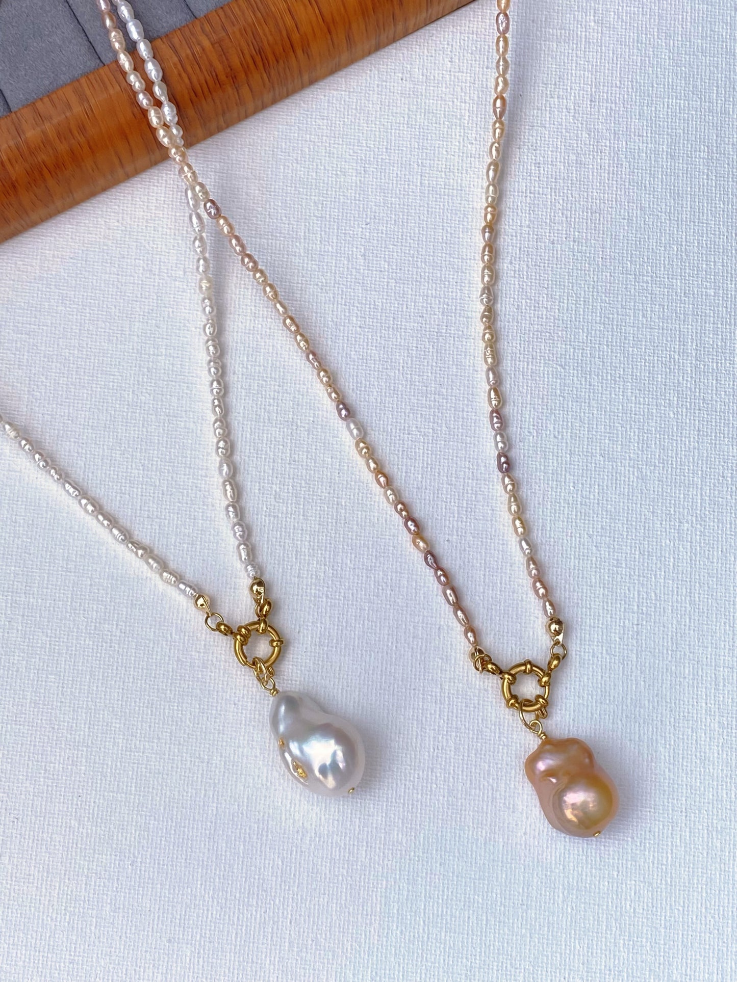 28 inches Long Pearl Sweater Bead Simple Necklace | quadruple Wrap Bracelet | Custom Length Removable Baroque Pendant  elegant Necklace