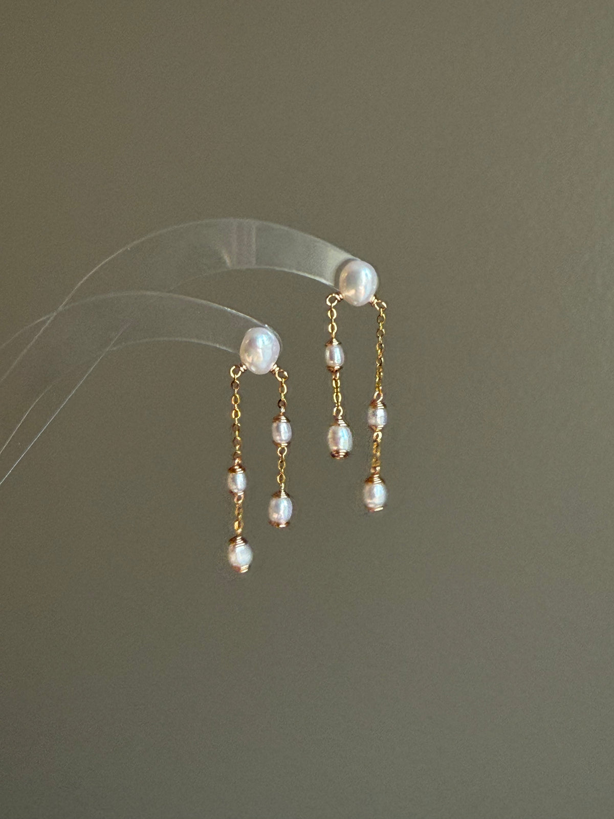 Sylvie Double Chain Pearl Earrings
