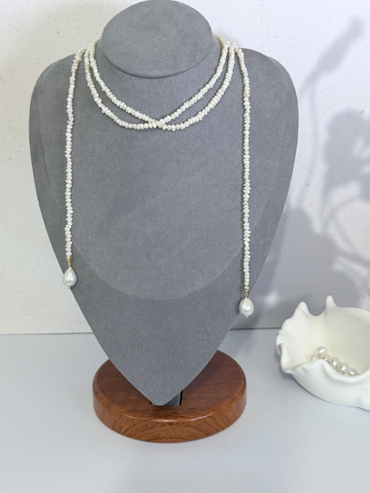 Baroque Pearl Lariat Backdrop Necklace – Versatile Multi-Way Styling