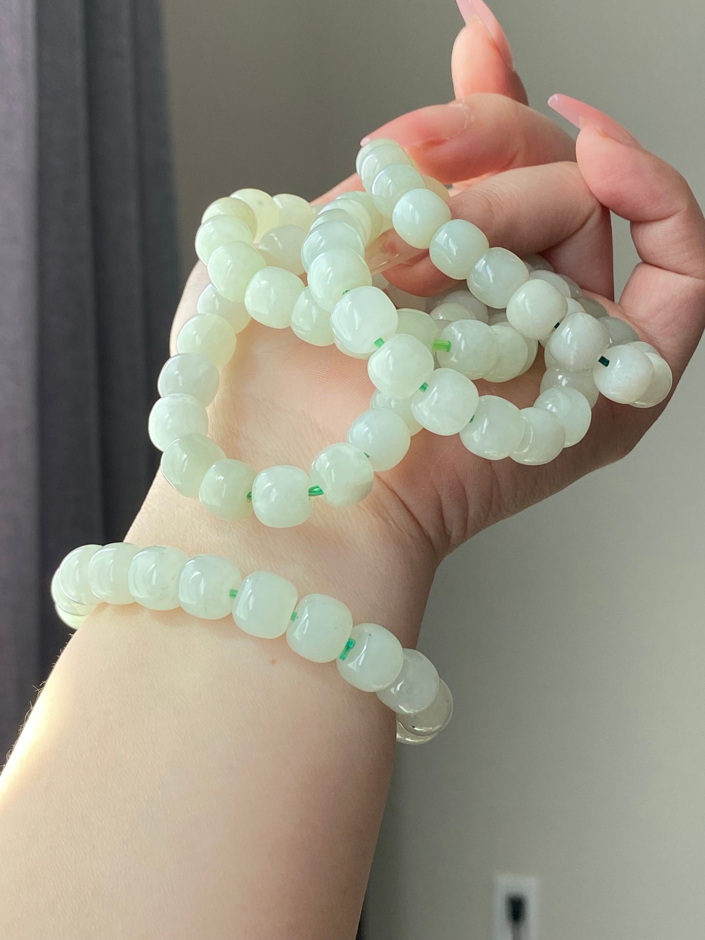 AA  Natural White Jade square bead handmade Bracelet Best lucky Gift for her,gift for Mom,meditation crystal bracelet gift for him