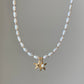 Minimalist Baroque Keshi  Pearl Gold Bead Starfish Necklace High Luster  Dainty Pearl Layering  beach Necklace Bridesmaid Gift for her