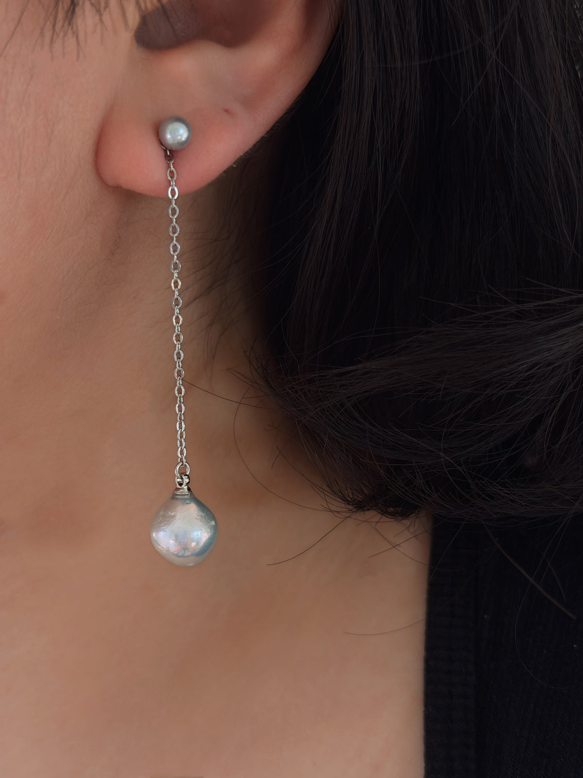 Gravity Drop Convertible Baroque Pearl Earrings