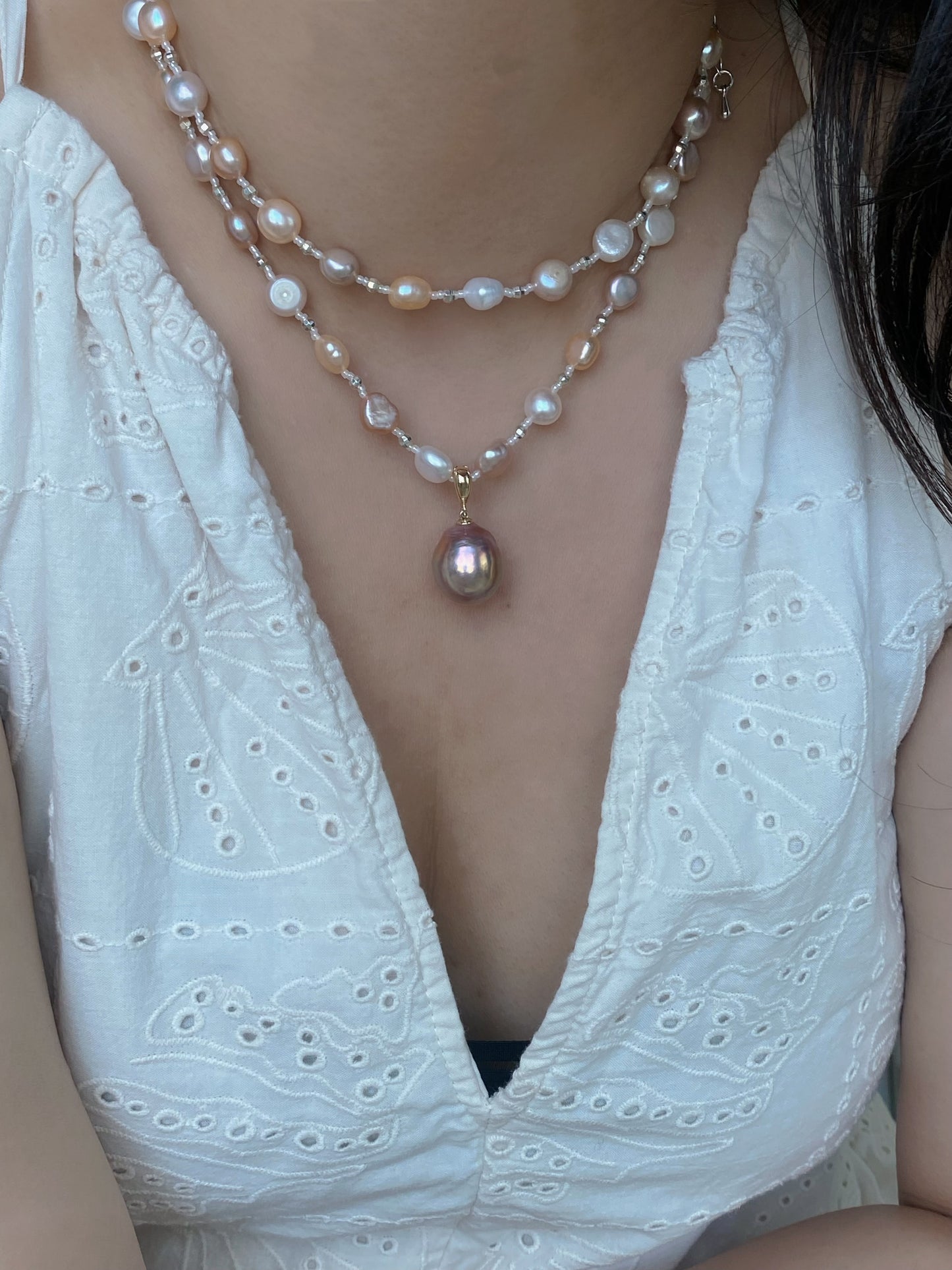 Multicolor Baroque Pearl Long Necklace Convertible Layering Necklace Natural Freshwater Pearls Handmade multiple use necklace gift for her