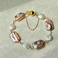 Mauve Rectangular & Coin Freshwater Pearls, Magnetic Clasp Bracelet