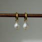 White Baroque Pearl Hoop Earrings Simple Elegant Drop Jewelry