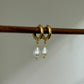 White Baroque Pearl Hoop Earrings Simple Elegant Drop Jewelry
