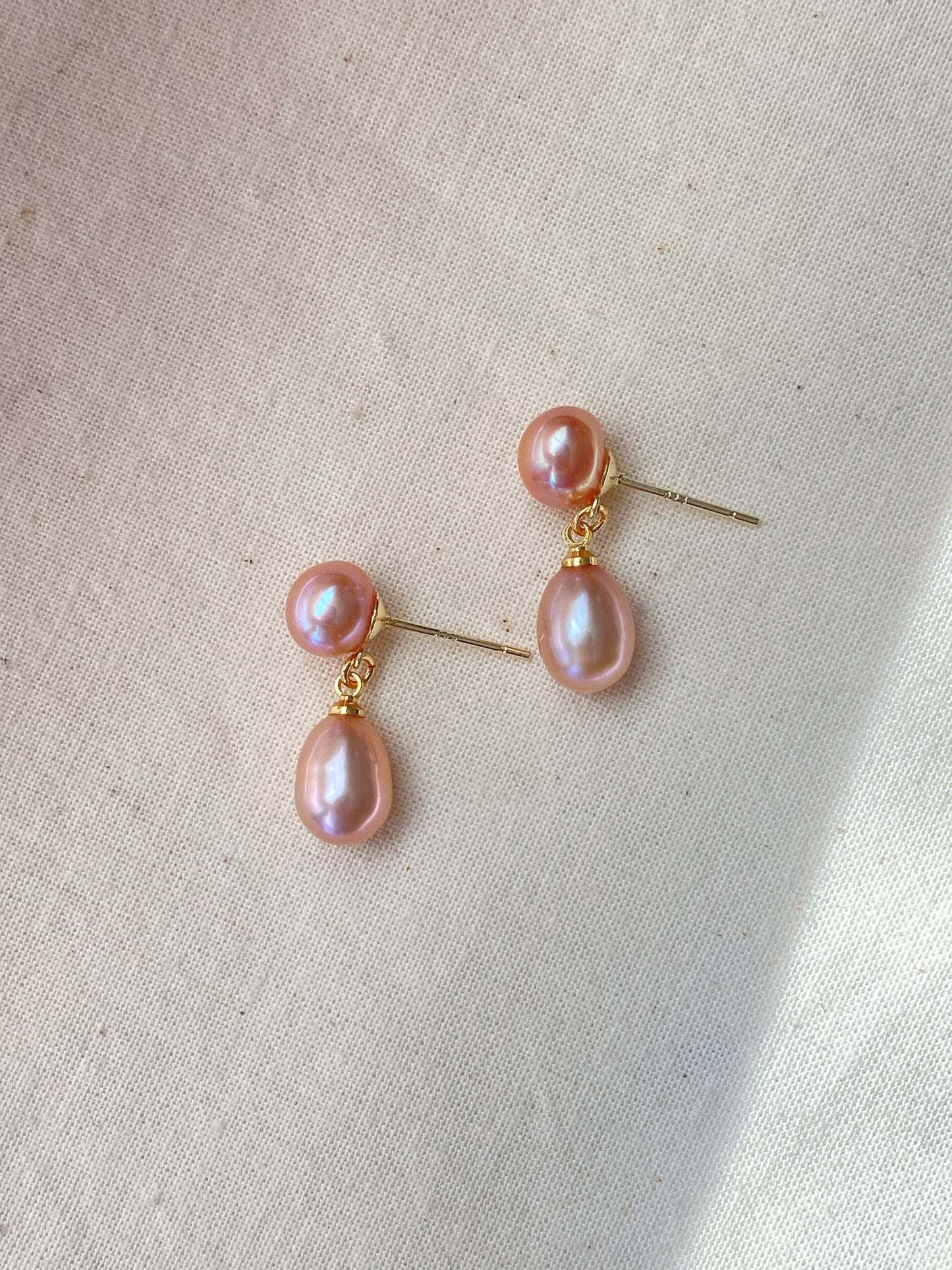 Double Pearl Drop Earrings