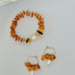 Baltic Amber & Large Baroque Pearl Wreath Hoop Earrings | Autumn Caramel Collection