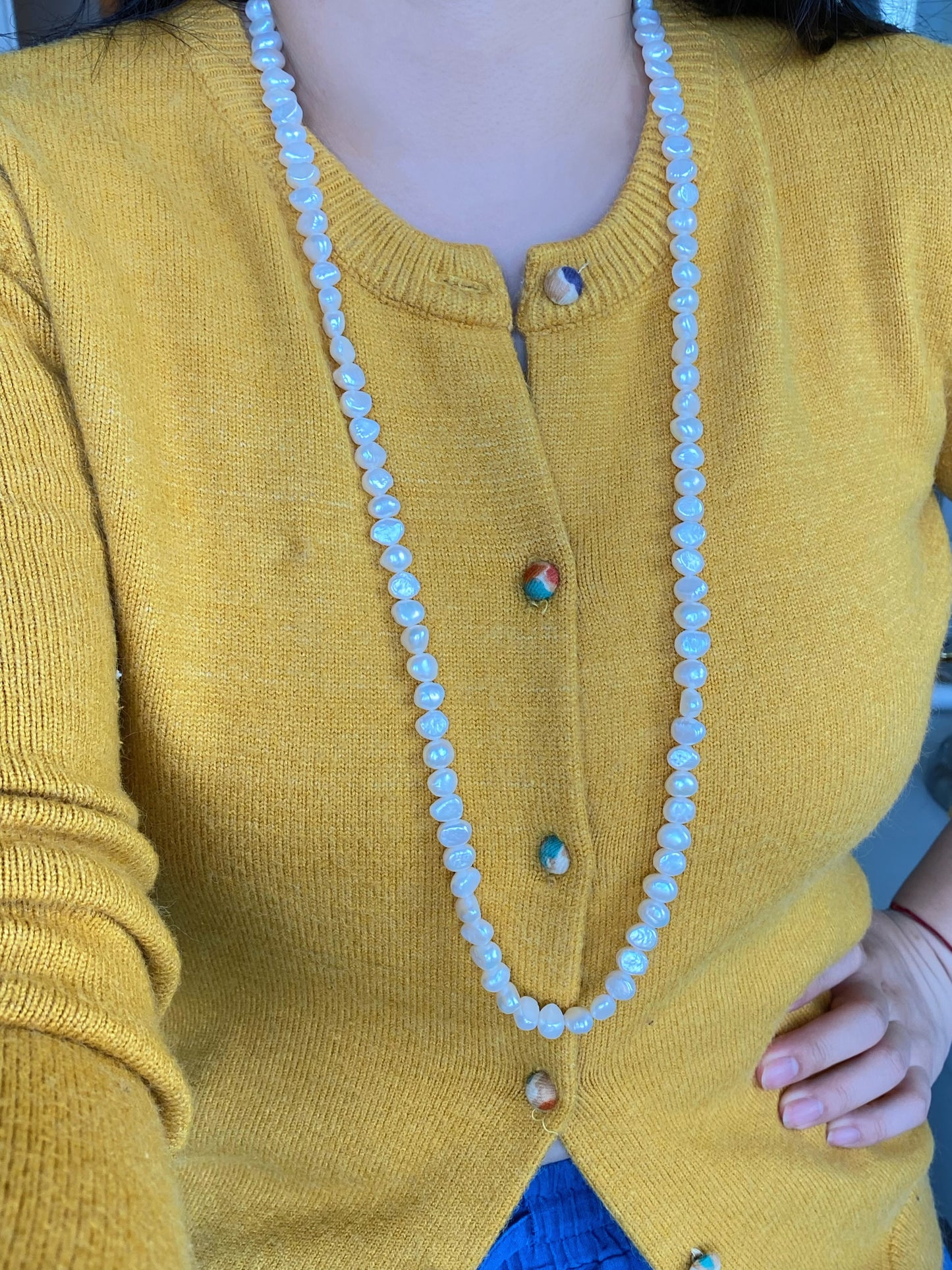 34" Long Baroque Pearl Necklace - Natural Freshwater Pearls | Tarnish-Free 18K Gold Plated Clasp -Jinger Crafting