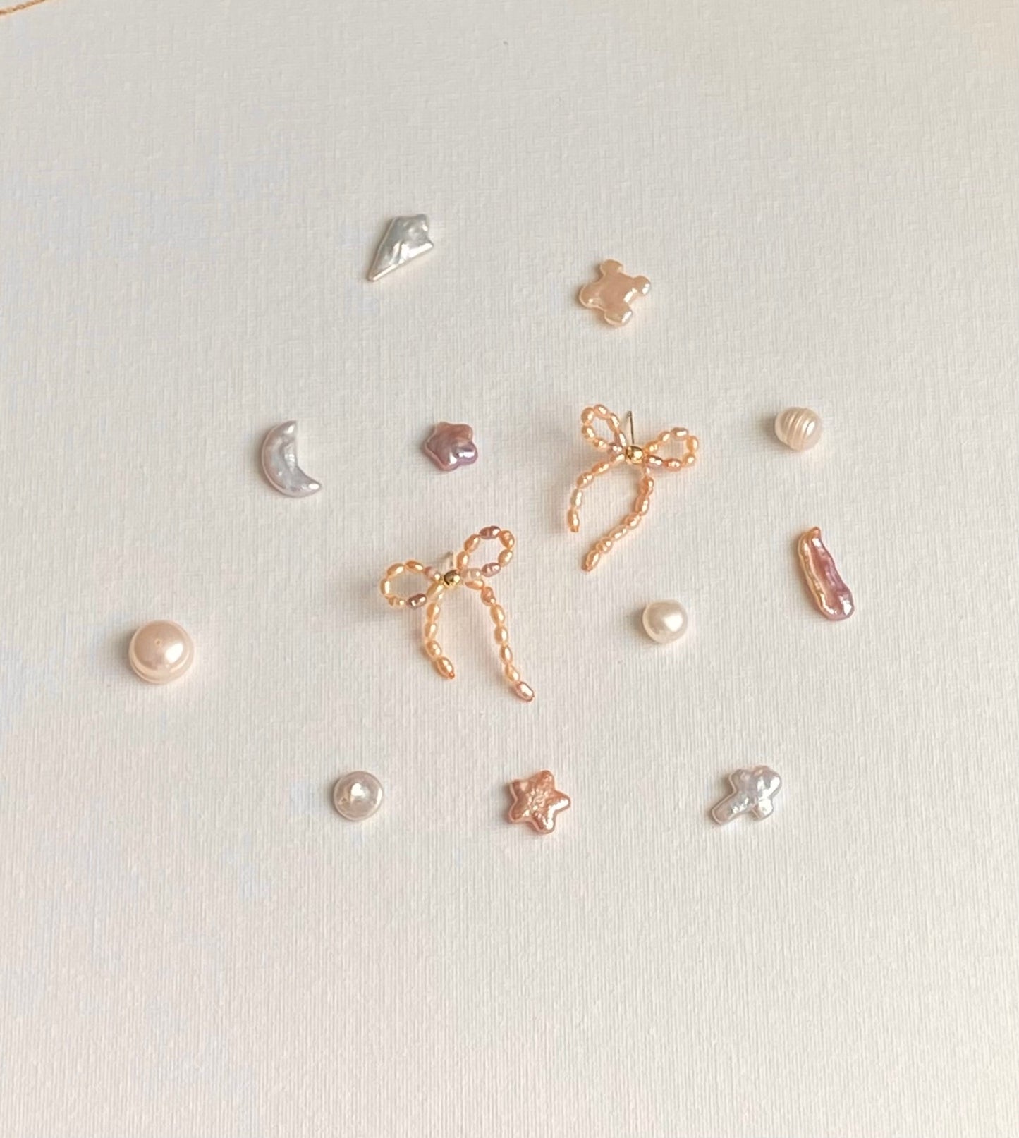 Mixed Color Pearl Ribbon Necklace & Earring Set | Elegant Bow Jewelry | 18K Gold Plated