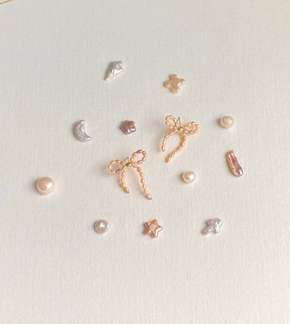 Mixed Color Pearl Ribbon Necklace & Earring Set | Elegant Bow Jewelry | 18K Gold Plated