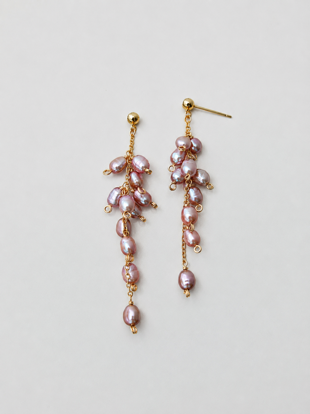 Wisteria & Lily of the Valley Freshwater Pearl Bouquet Earrings