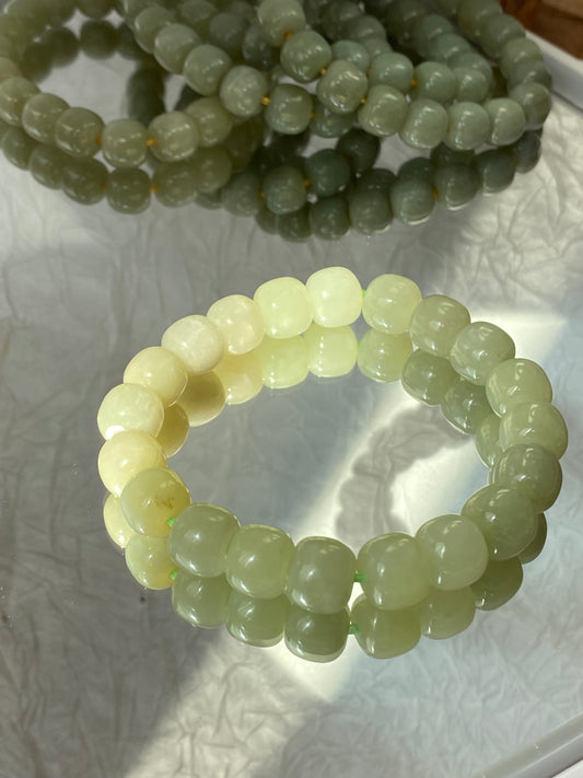 AAA  Natural light green Jade square bead handmade Bracelet Best lucky Gift for her,gift for Mom,meditation crystal bracelet gift for him