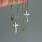 Natural Baroque Cross Pearl Pendant Necklace Elegant Gold Jewelry