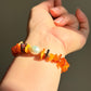 Autumn Fall Color Baltic Amber & Baroque Pearl Stretch Bracelet | Handmade Warm-Tone Jewelry