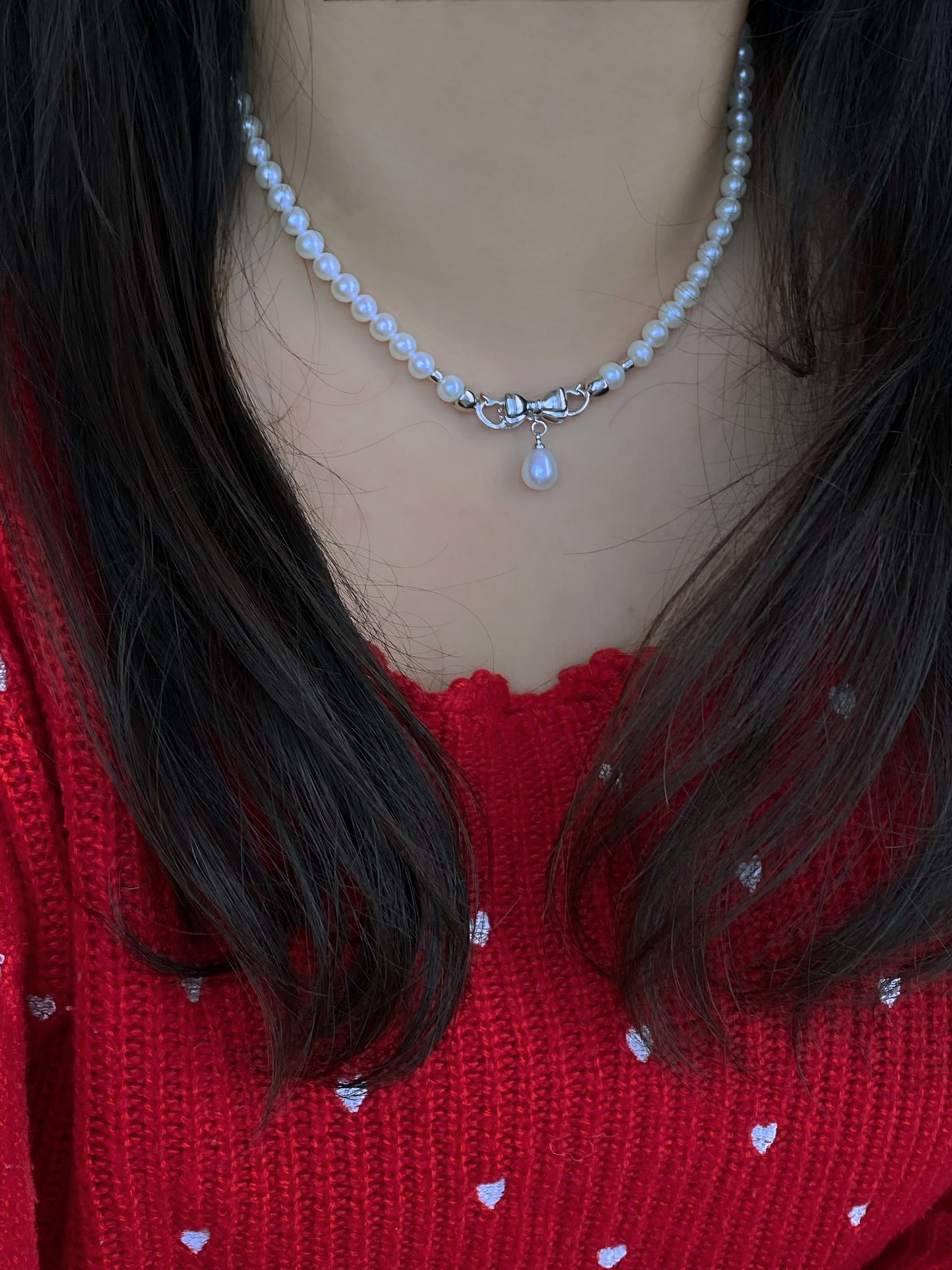 Multi-Functional Pearl Necklace with Detachable Bow Pendant, Classic Freshwater Pearls, Elegant Jewelry for Women, Gift for Her