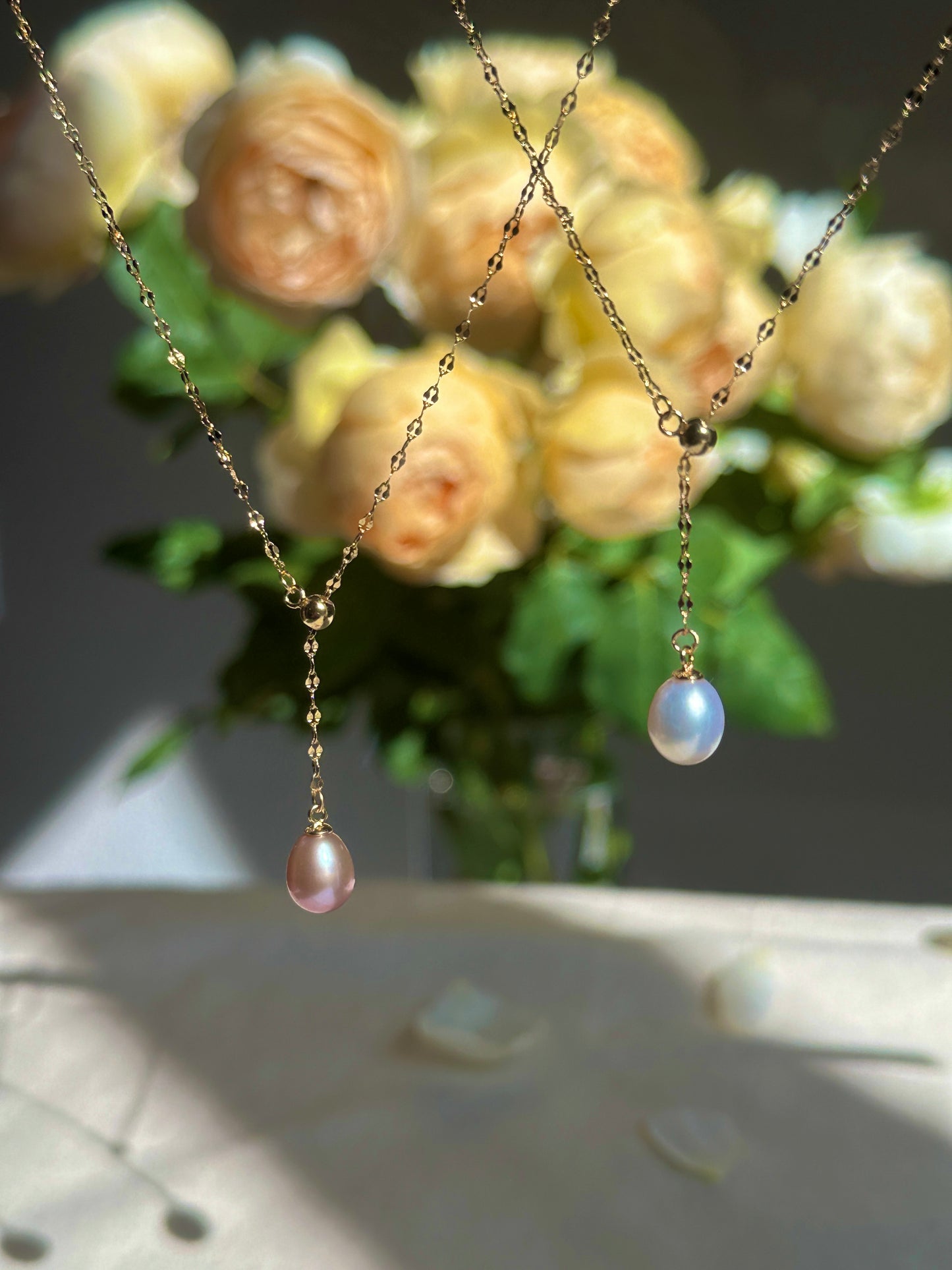 Minimalist Adjustable Lariat Necklace 18K Gold S925 Silver Water Ripple Chain, Dainty Elegant Wedding Jewelry Bridesmaid Gift for her
