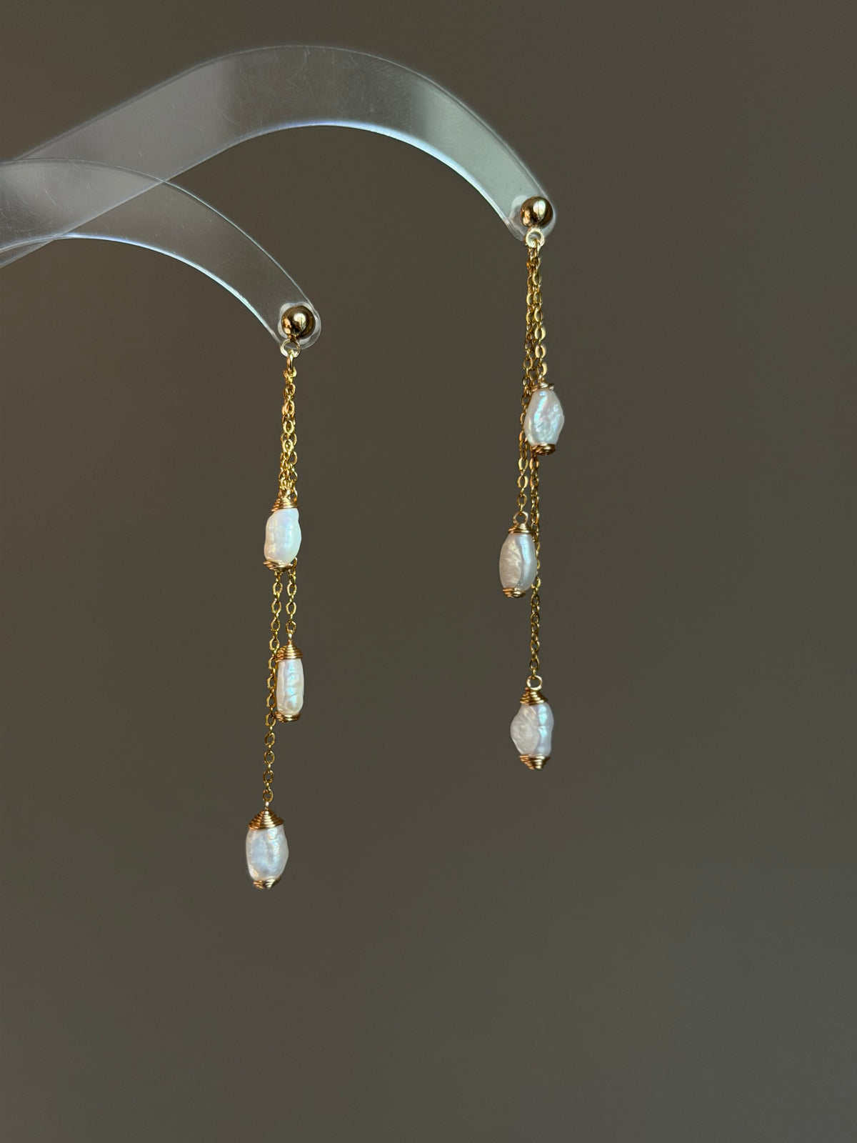 WHISPER DROP | Triple Keshi Pearl Dangle Earrings