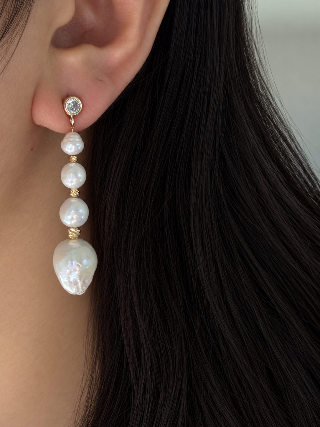Graduated Baroque Pearl Statement Earrings -ASTRA