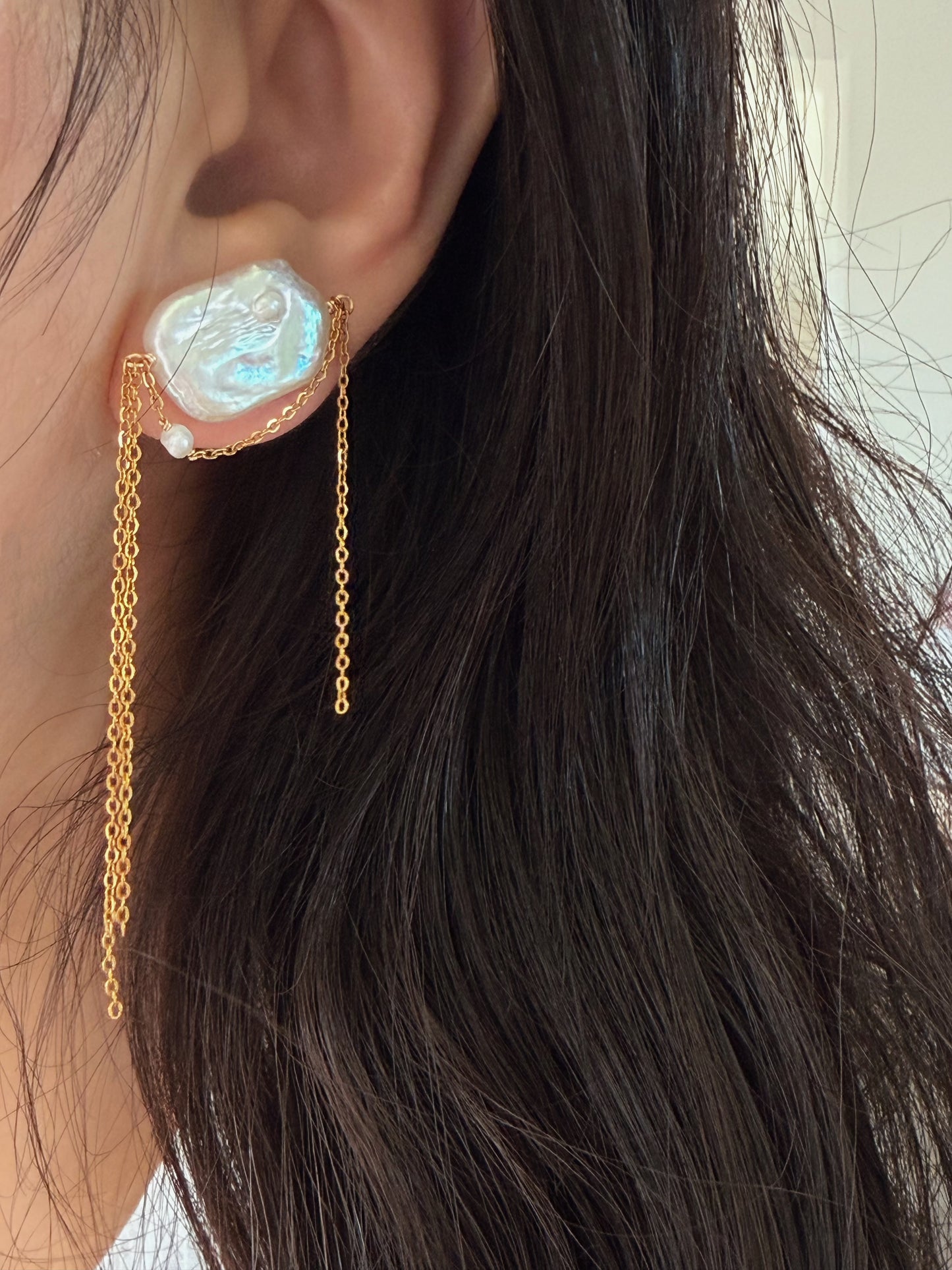 ASTRAEA Baroque Rectangle Pearl Tassel Earrings