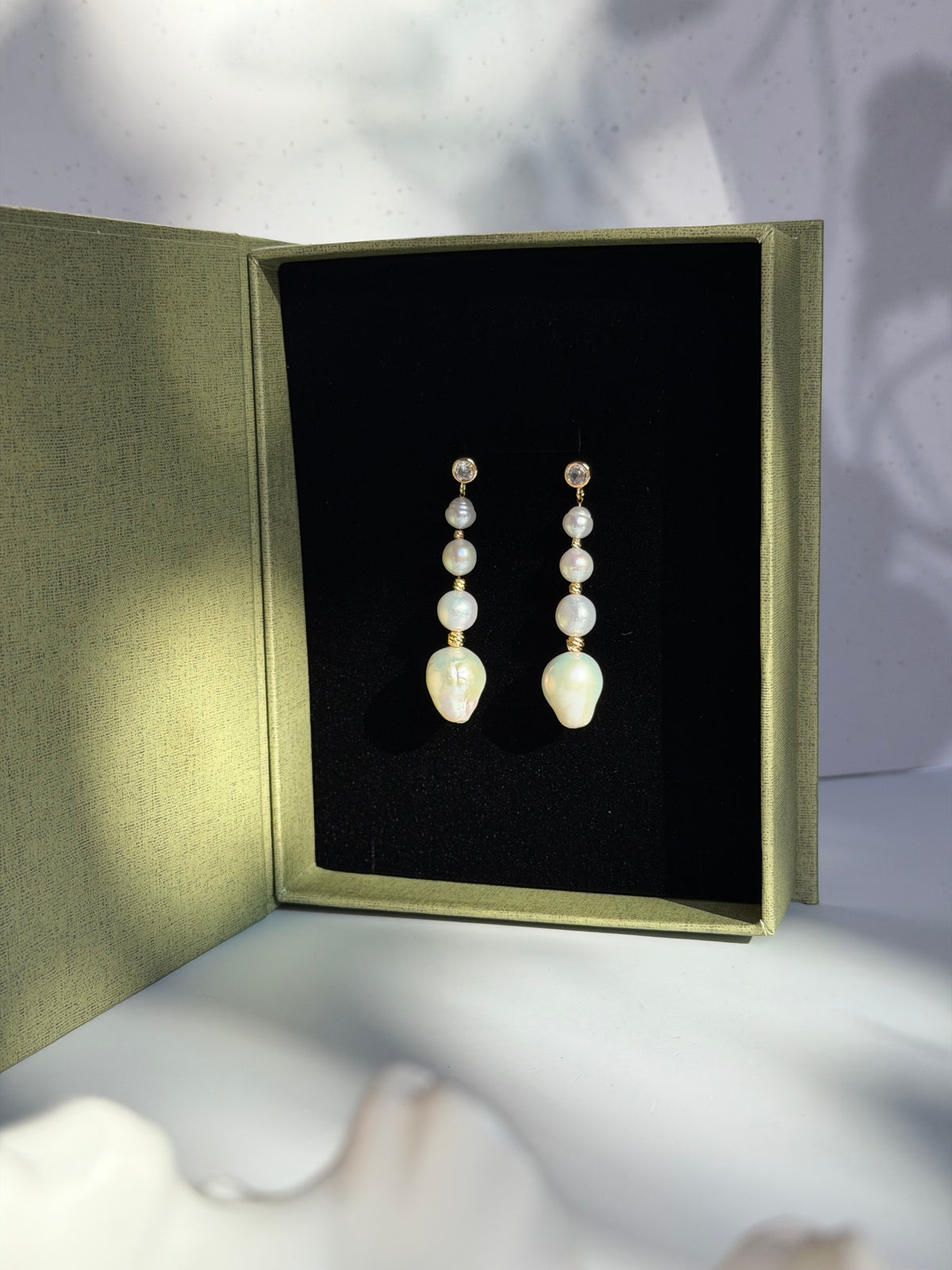 Graduated Baroque Pearl Statement Earrings -ASTRA