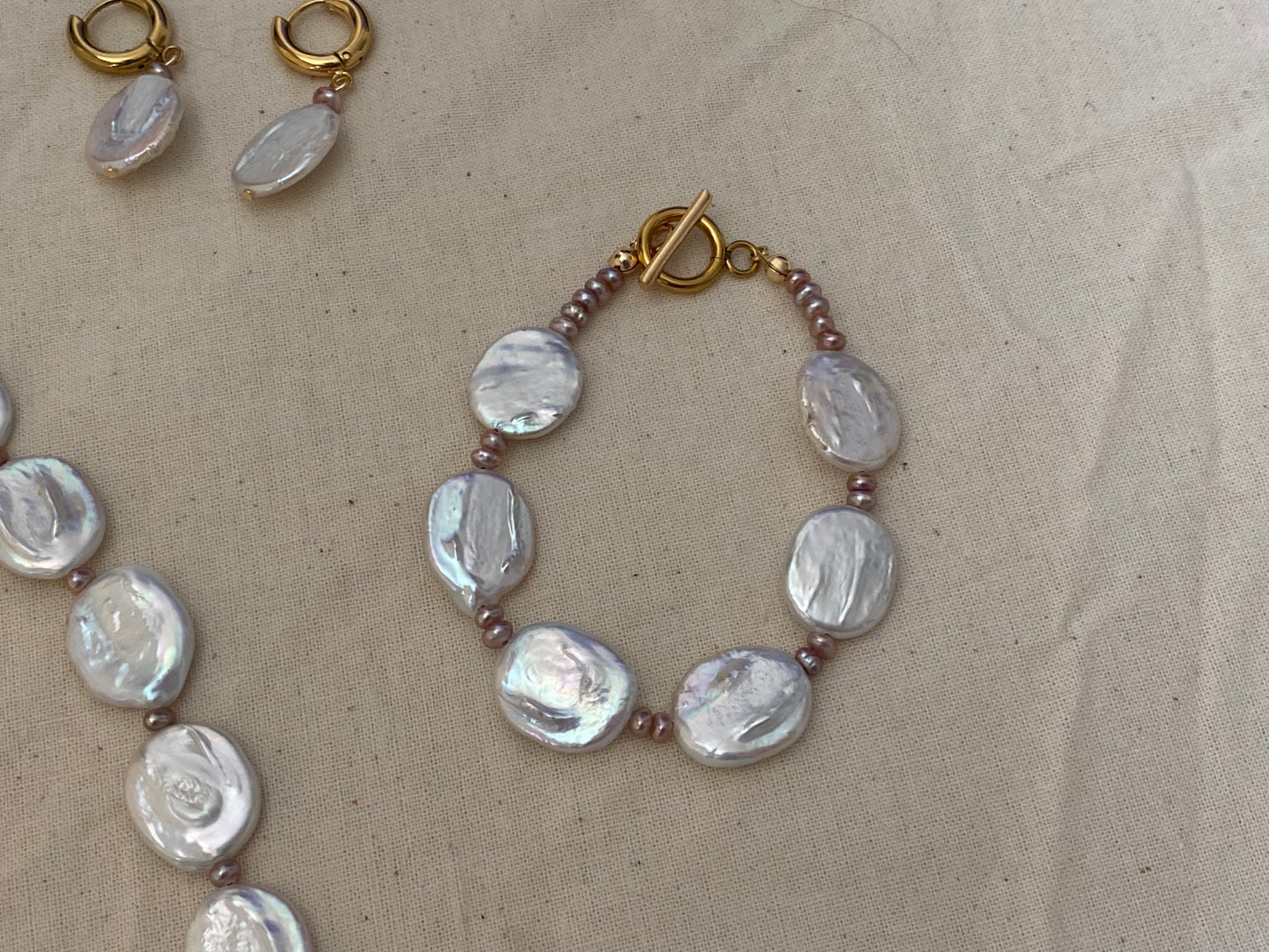 Elegant Vintage Flat Baroque Pearl Dainty Necklace – Toggle Clasp Princess Wedding Jewelry Pearl Choker Necklace Bridesmaid Gift for her