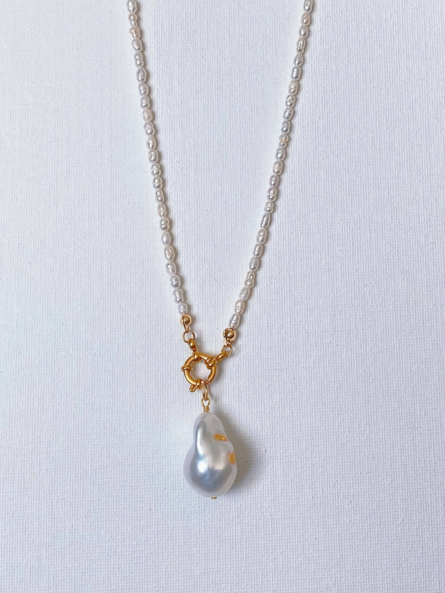 28 inches Long Pearl Sweater Bead Simple Necklace | quadruple Wrap Bracelet | Custom Length Removable Baroque Pendant  elegant Necklace