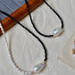 sparkling Black Spinel  Baroque Pearl Necklace Freshwater Pearl Statement Pearl Jewelry Gift for Her