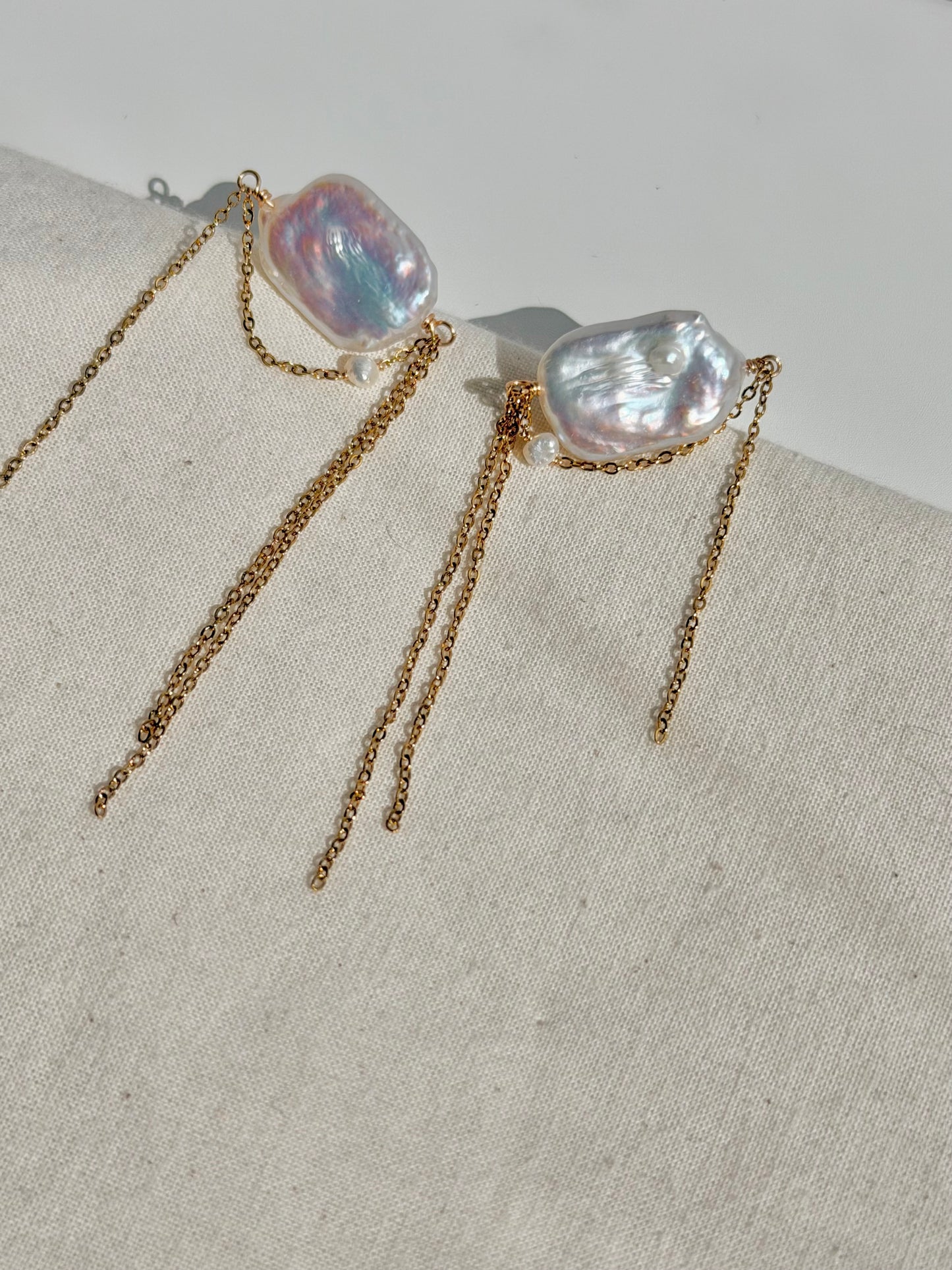 ASTRAEA Baroque Rectangle Pearl Tassel Earrings