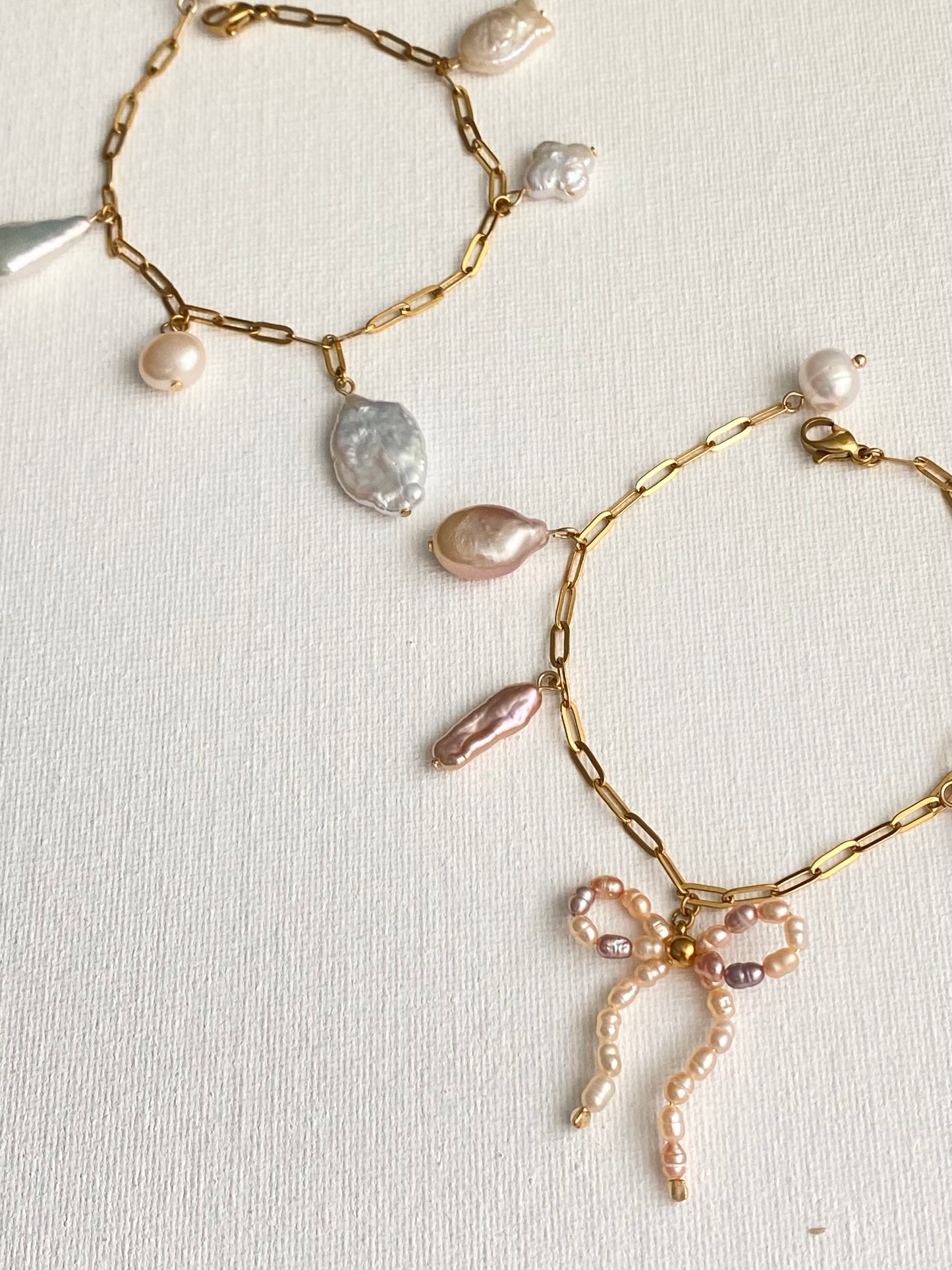 Build your Own Custom Pearl Charm Bracelet Personalized Jewelry | Tarnish-Free Gold