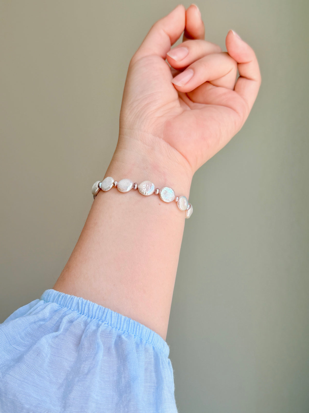 Luna Celestial  Baroque Coin Pearl  Bracelet with Toggle Clasp