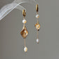 Gold Floral Calla Lily Pearl Tassel Dangle  Earrings  Wedding Bridal Jewelry  Elegant Statement Gift