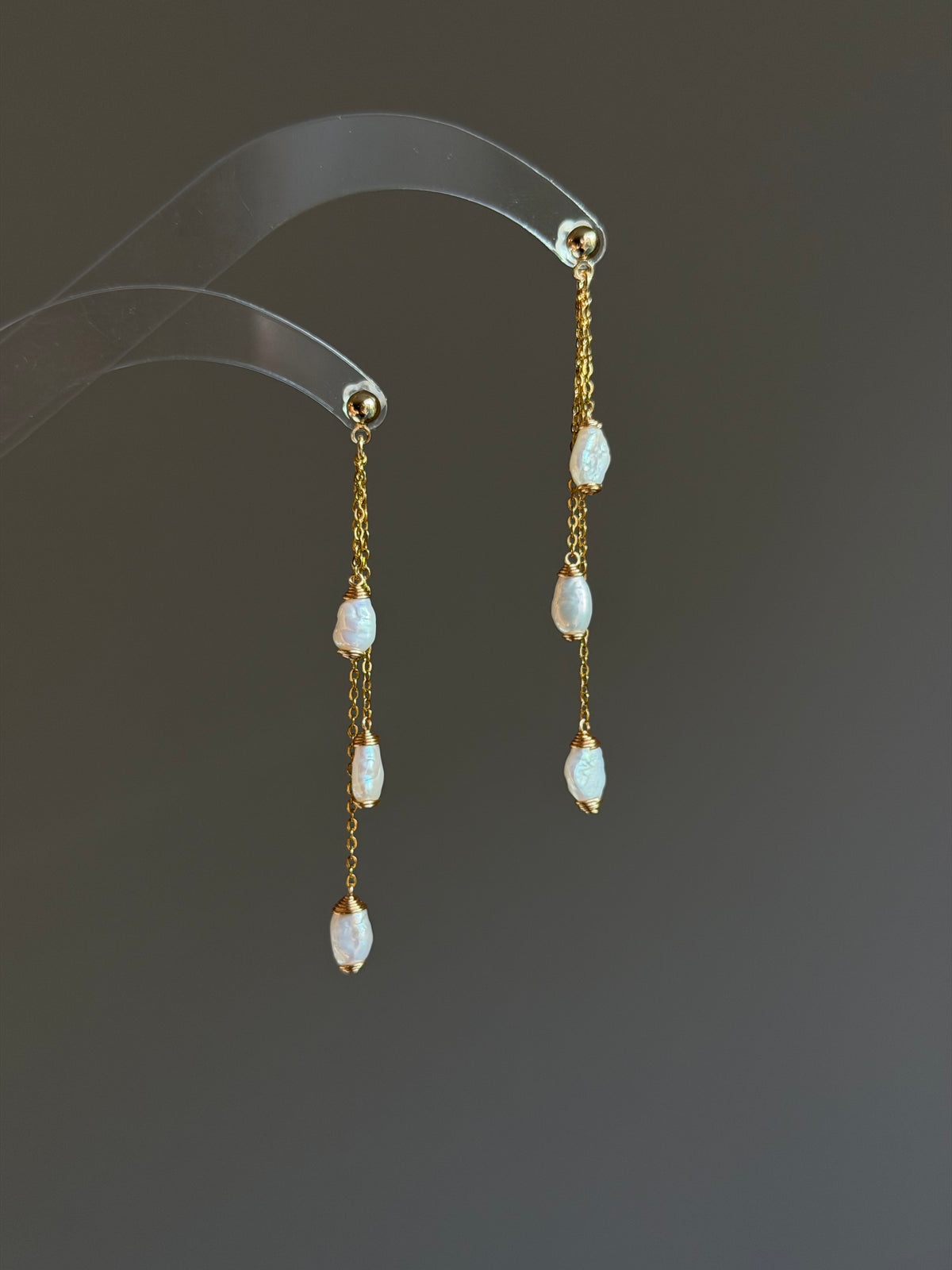 WHISPER DROP | Triple Keshi Pearl Dangle Earrings