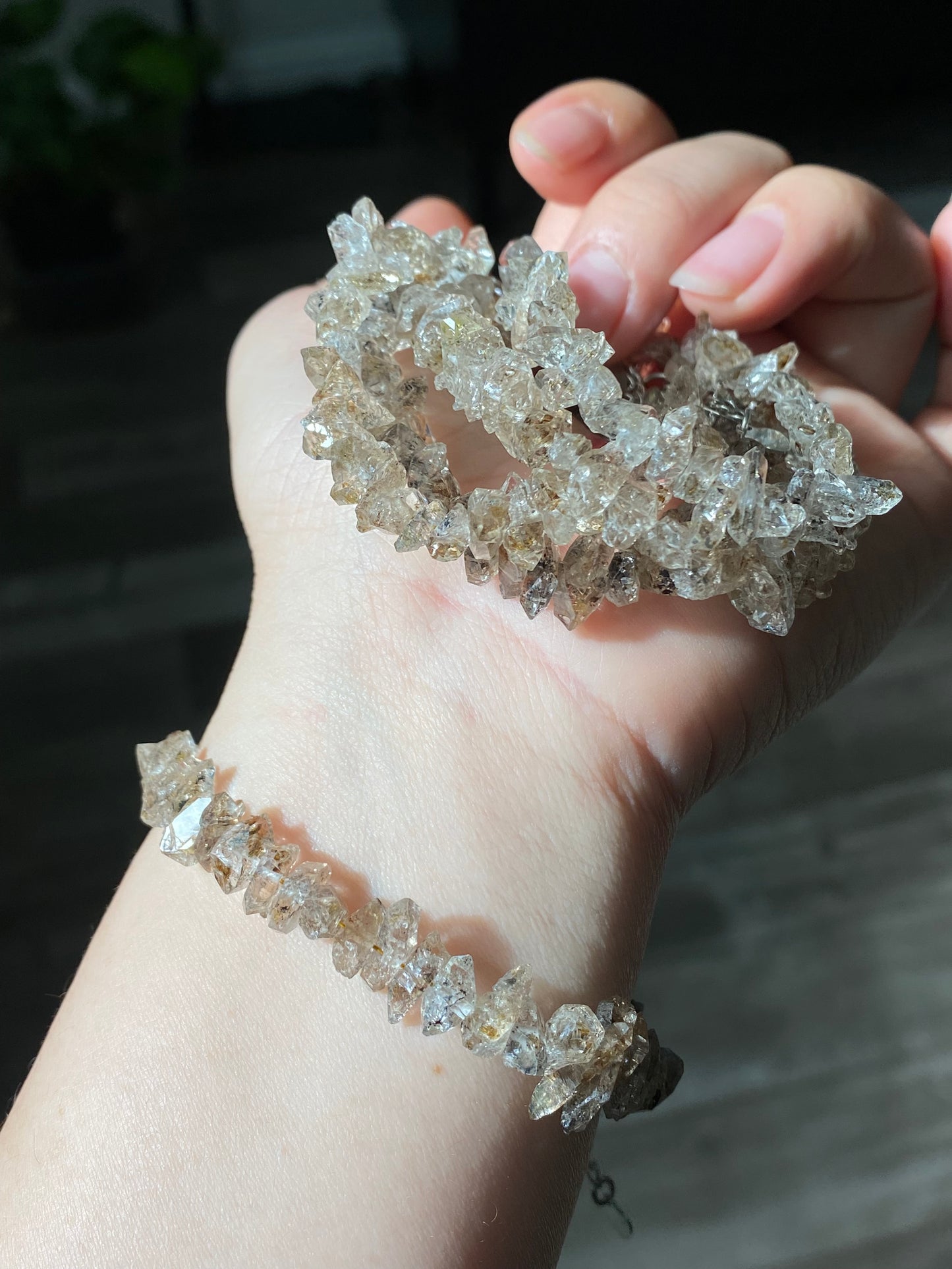Natural Herkimer Diamond Petroleum Inclusions super high energy Black Rutilated Quartz Bracelet,gift for her,gift for him,gift for Dad