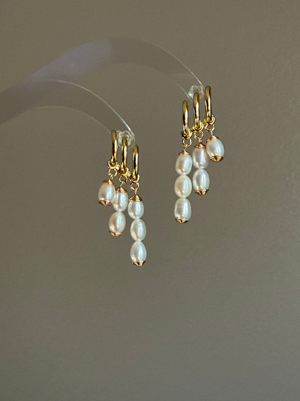 TRINITY DROP | Faux Triple Piercing Pearl Earrings
