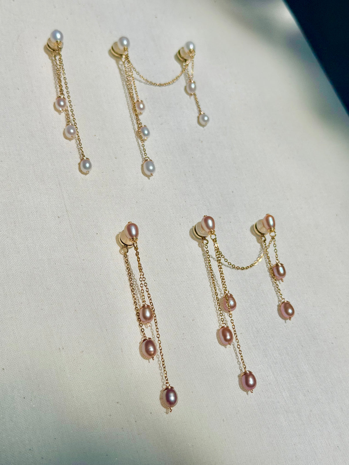 Double Piercing Bridal Pearl Earrings | ÉLANE