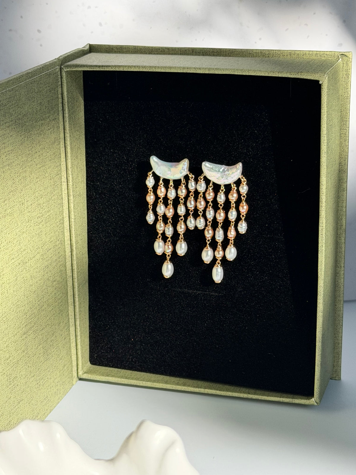 MOONLIT VEIL Freshwater baroque Pearl Chandelier Earrings