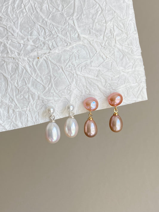 Double Pearl Drop Earrings