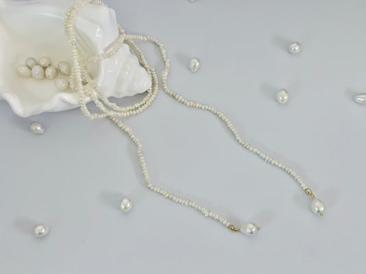 Baroque Pearl Lariat Backdrop Necklace – Versatile Multi-Way Styling